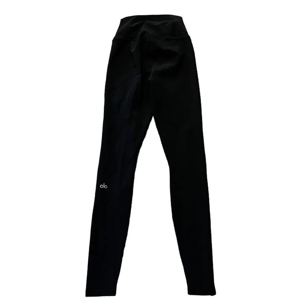 ALO YOGA Black Full Length Leggings with Front Slits Size XXS